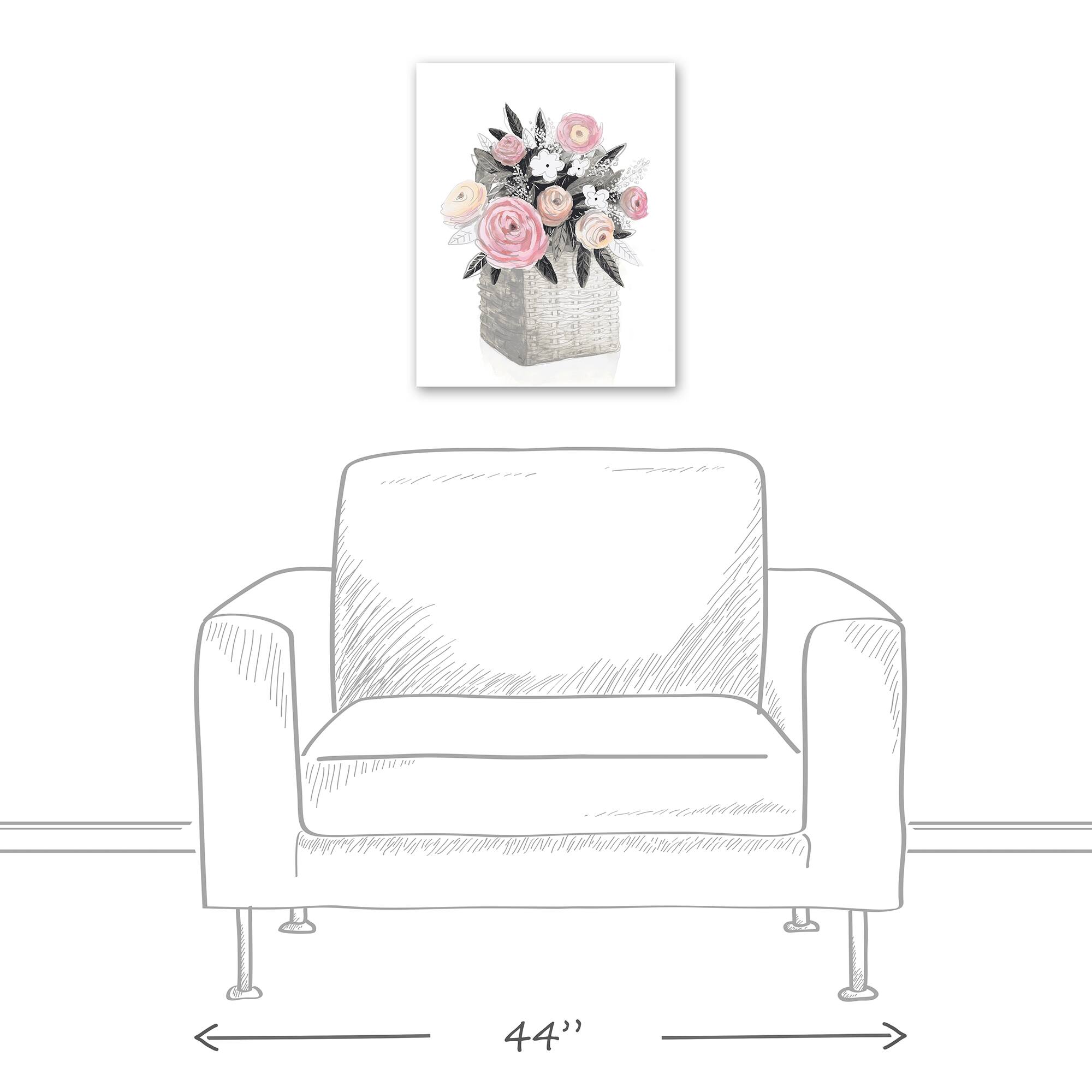 Pink Flower Basket 16" x 20" Canvas Wall Art